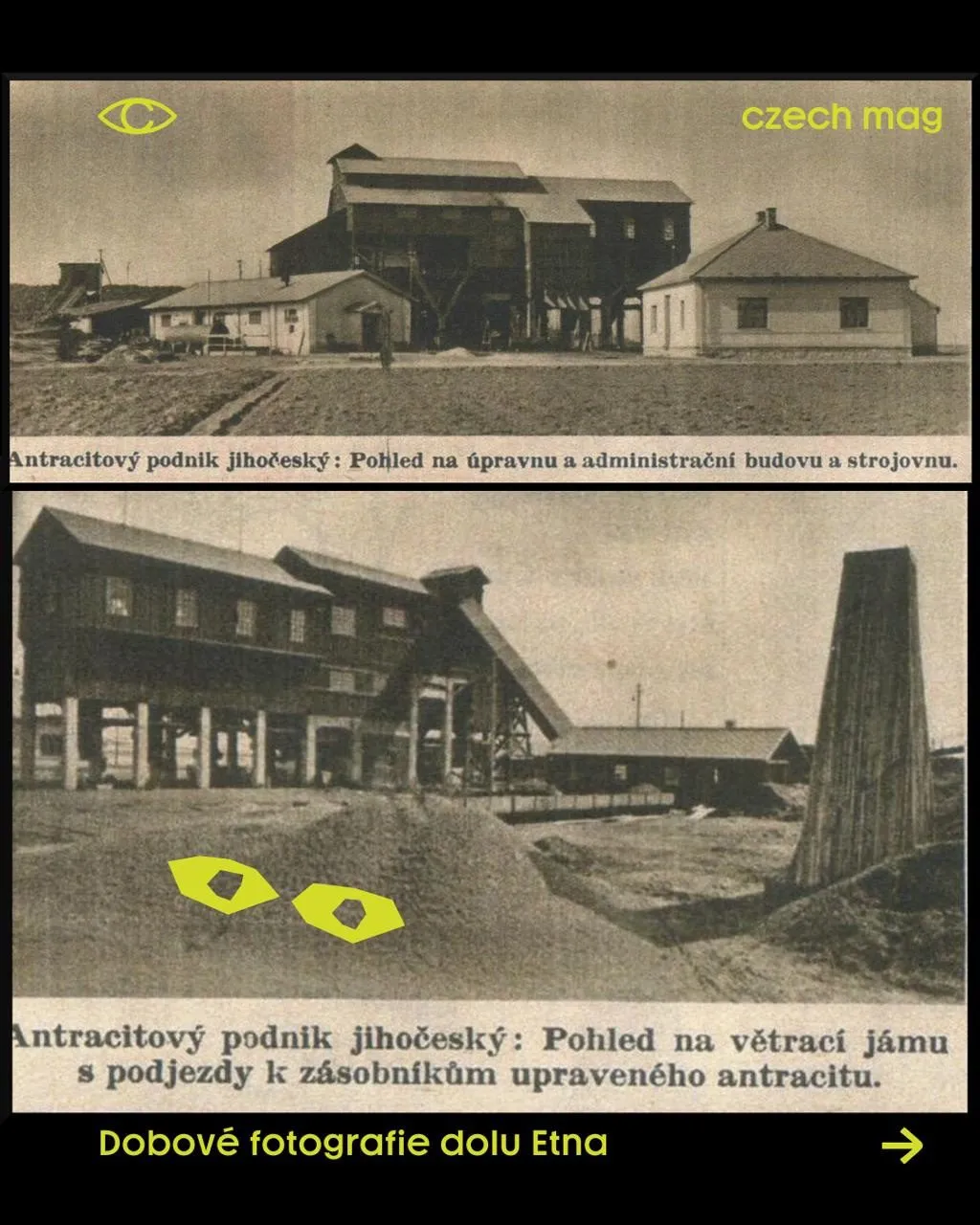 Historické snímky dolu Etna